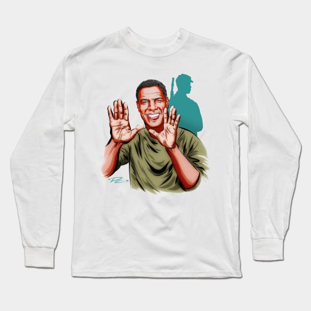 Denzel Washington - An illustration by Paul Cemmick Long Sleeve T-Shirt by PLAYDIGITAL2020